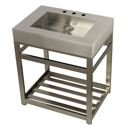 Fauceture KVSP3122A8 31" Stainless Steel Sink W/ Steel Console Sink Base, Nickel KVSP3122A8